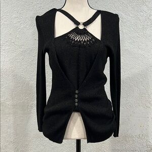August Silk Black Knit Top